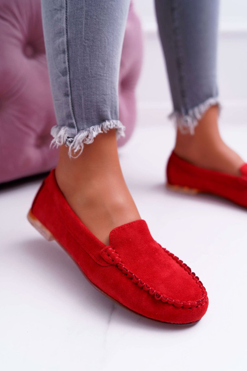 Sergio Leone Women's Suede Red Winted Moccasins