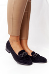 Elegant Women's Loafers Vinceza 10585 Suede Black