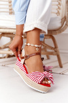 Wedge Sandals In Sailor Style Red La Isla Bonita
