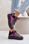 Sneakersy Damskie Na Platformie Skórzane Fuksja Maciejka 06767-15