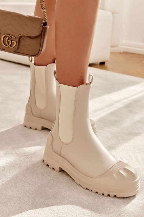 Classic High Workers Boots Beige Bassti