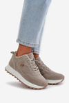 Insulated Leather Sports Shoes on Platform Grey Adite