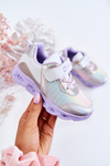 Children's Leather Sports Shoes White-Violet Loopsy