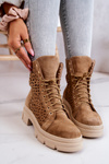 Suede openwork boots Camel Aileen