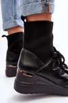 Women's Wedge Boots with Sock Black Helladina