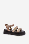 Women's Embellished Sandals Eco Leather Gold-Beige Arcida