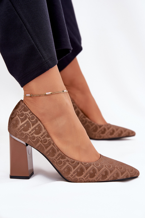 Women's Heels With Decorative Embossing Vinceza 62254 Brown