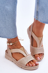 Women's Leather Slip-on Sandals Beige Lora