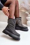 Embellished Snow Boots On Platform And Flat Heel Black Avivina