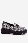Loafers On A Massive Platform Laura Messi 2601 Black And White