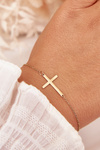 Bracelet With Cross Surgical Steel Gold