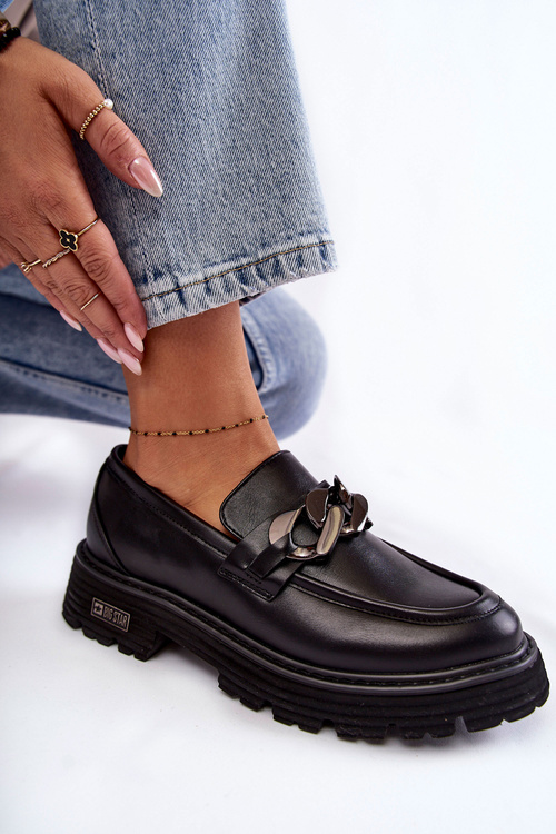 Półbuty Damskie Skóra Czarne Big Star KK274498