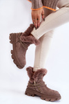 Suede Women's Boots With Decorative Chain Bright brown Respecto