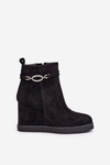 Wedge Ankle Boots With Decorative Strap Black Kaiviana