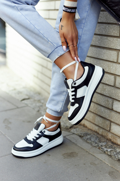 Buty Sportowe Damskie Wiązane Biało-Czarny New Haven