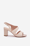 Ladies Sandals On Heel Beige Sergio Leone SK866