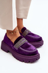 Women's Velvet Moccasins with Decoration Purple Wendreda