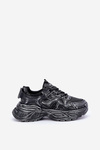 Damskie Sneakersy Z Przetarciami Na Platformie Czarne Seladwen