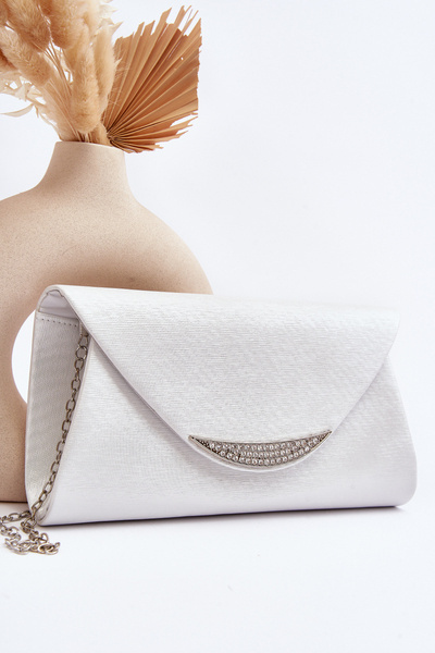 Formal Clutch Bag with Chain Strap Zarani White