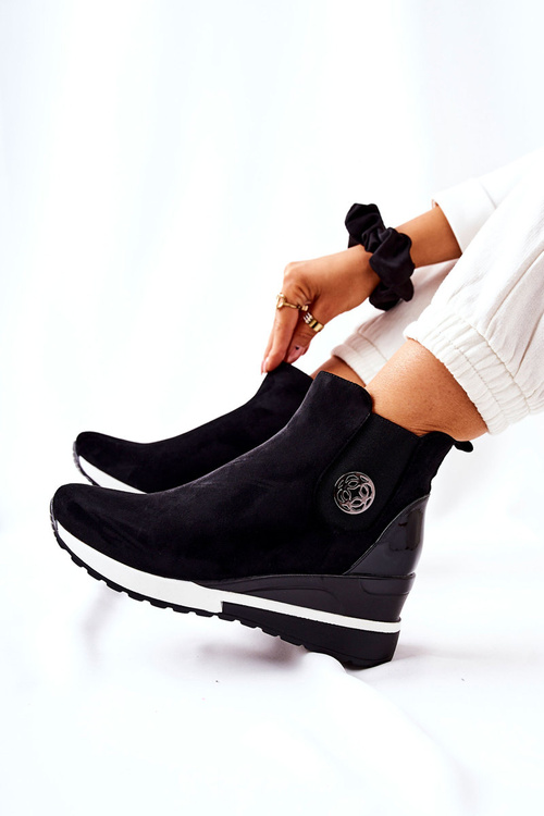 Heeled Suede Booties Black Lunelle