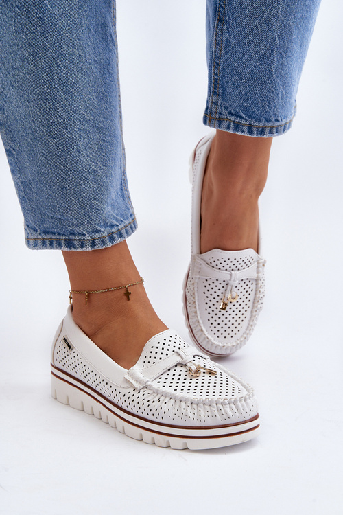 Women's White Cutout Moccasins Twista