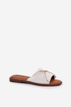 Flat Sole Slippers With Decorative Bow White Deonelis