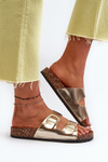 Women's Cork Platform Sandals with Gold Straps Doretta