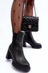 Leather Boots On Heel Black Liresa