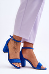 Suede High Heel Sandals Blue Madame