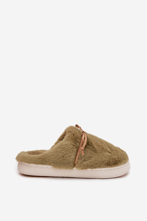 Furry slippers with bow green Minella