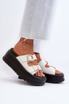 Women's Slides on Chunky Platform White Mililena