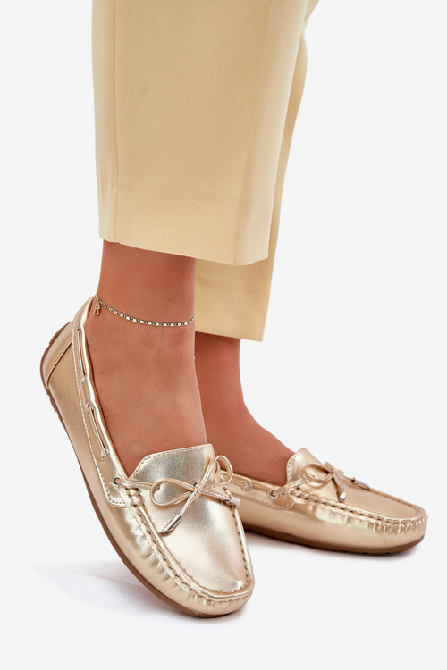 Women's eco leather loafers gold Si Passione