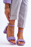 Suede High Heel Sandals With Decorative Braids Violet Azela