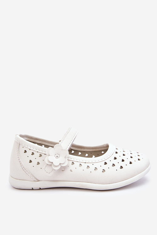 Children's Openwork Ballerinas White Lenna
