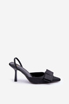 Shiny High Heels With Bow Black Gredan
