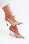 Patented High Heels With Open Back And Pointed Toes Beige Rivori