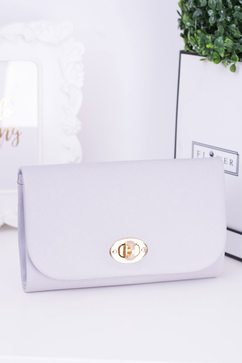 Grey Women's Clutch Bag Gold Plated Hardware