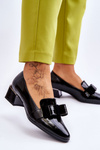 Fashionable Lacquered Pumps With A Decorative Bow Black Shira