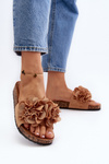Women's Slippers with Flowers Brown Lulania