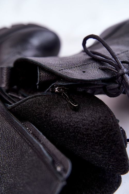 Botki Skóra Damskie Obcas Czarne Lemar Rea