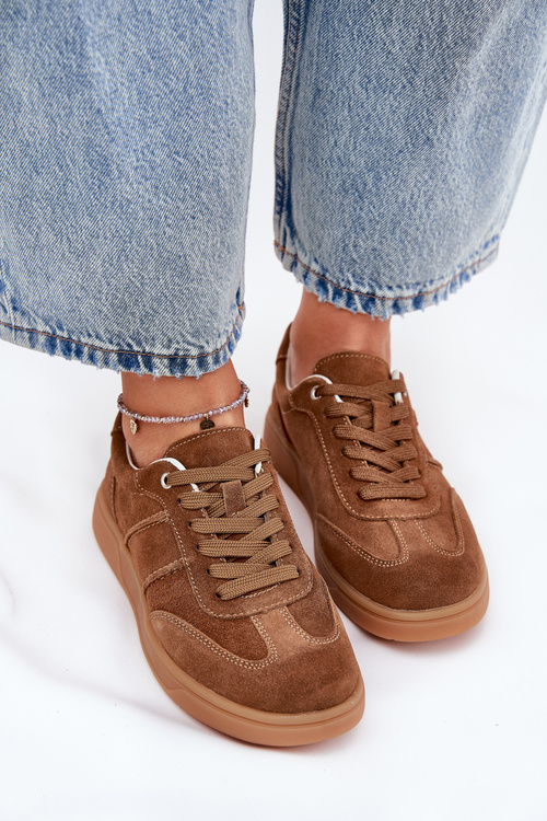 Brown Suede Low Sneakers Women Paliana