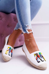 Espadryle Damskie Białe z Naszywkami Meadia