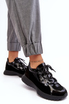 Women's Leather Lacquered Sports Shoes M01/2 Zazoo Black