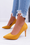 Women's Suede Pointed Stilettos Yellow Cream