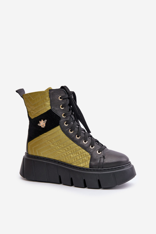 Leather Flat Lace-up Boots Maciejka 06158-01 Black