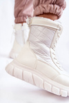 Women's Lace-up Snow Boots On The Platform White and Beige Anubi