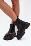 Women's Platform Ankle Boots With Chain Black Marvella