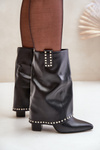 Insulated ankle boots with rolled cuff on heel black Tamalis