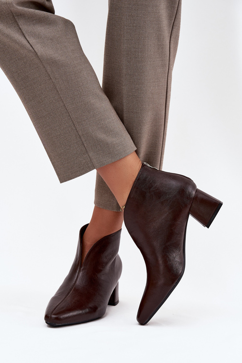 Eco Leather Women's Ankle Boots On Heel Chocolate Rylina