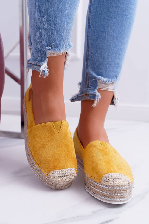 Żółte Wsuwane Zamszowe Espadryle Mariako